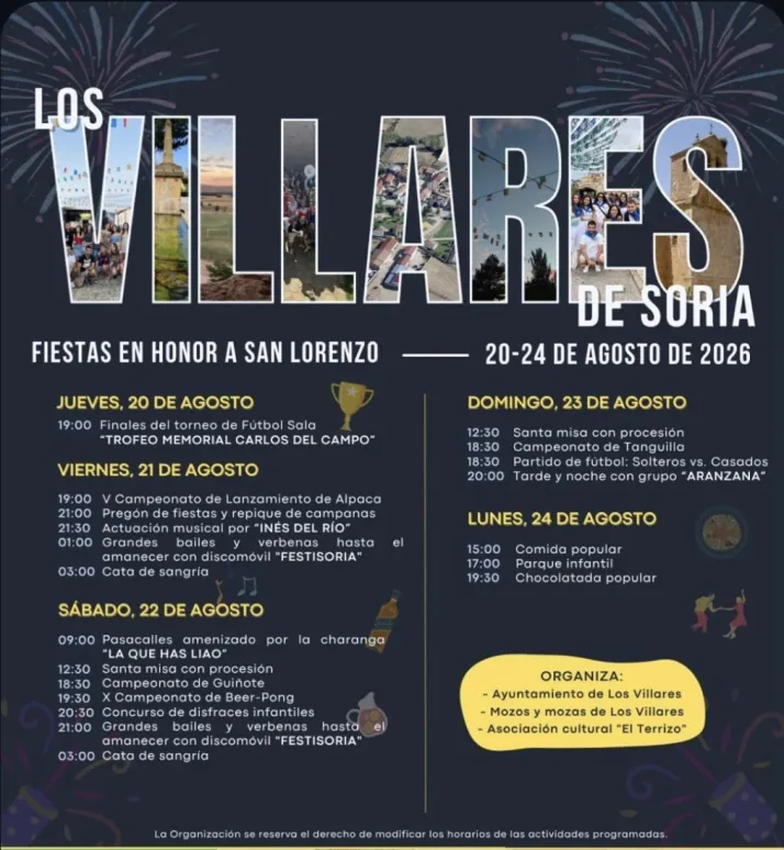 Fiestas de San Lorenzo 2026 en Los Villares de Soria