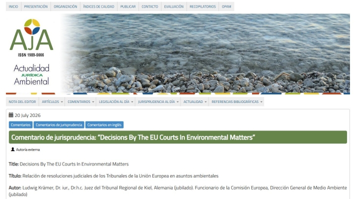 El CIEDA-CIEMAT difunde una obra de referencia internacional sobre la jurisprudencia ambiental de la Unión Europea