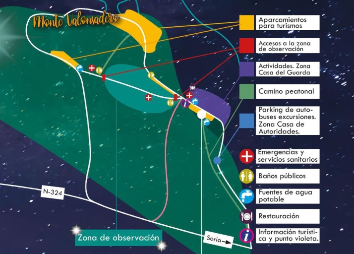 Mapa y programa de actividades para ver el eclipse en Valonsadero (Soria) 