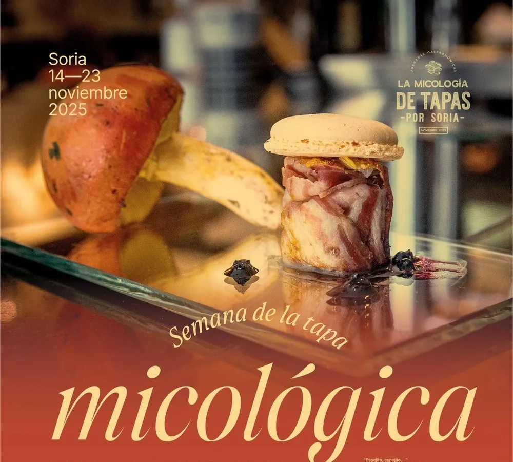 LA tapa 'Espejito, espejito' en el cartel de la XVI Semana de la Tapa Micológica de Soria de ASOHTUR.
