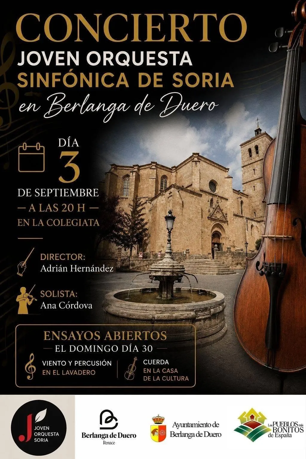 Foto 2 - La JOSS conmemora con m&uacute;sica el 500 aniversario de la Colegiata de Berlanga
