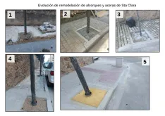 Proceso de sellado de alcorque en una composición de imágenes cedidas por ASDEN.