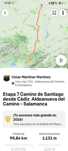 Imágenes cedidas por César de sus etapas entre Cáceres y Salamanca 