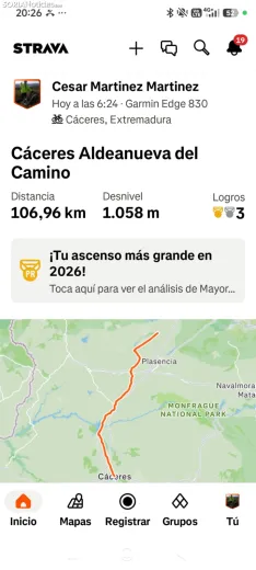 Imágenes cedidas por César de sus etapas entre Cáceres y Salamanca 