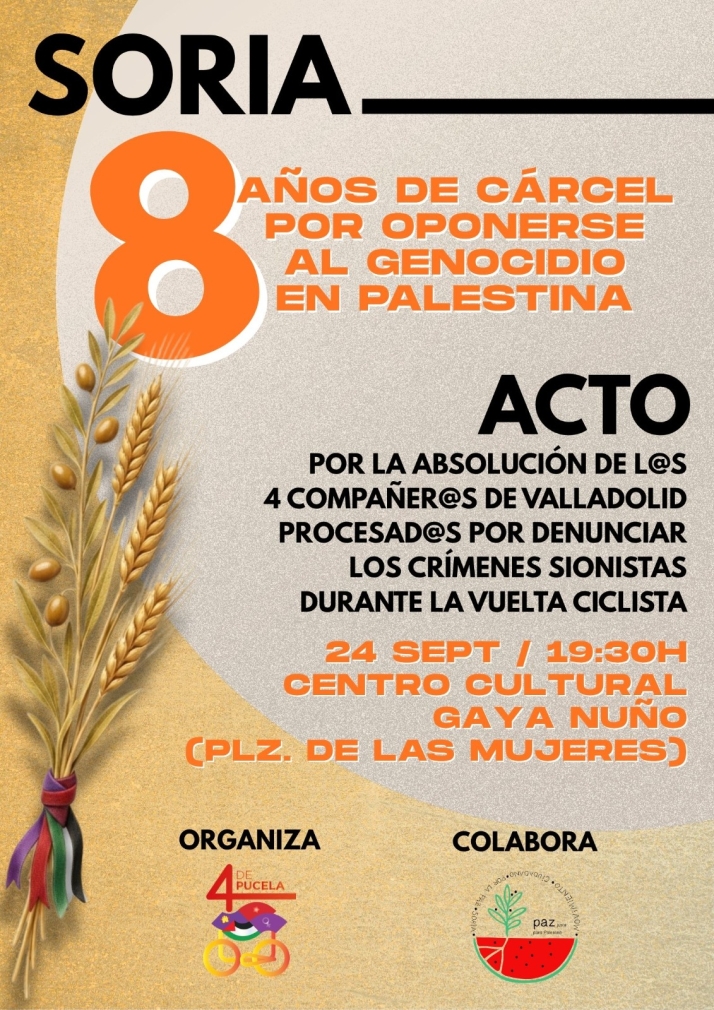 Soria acoge un acto de apoyo a los activistas propalestinos de la Vuelta