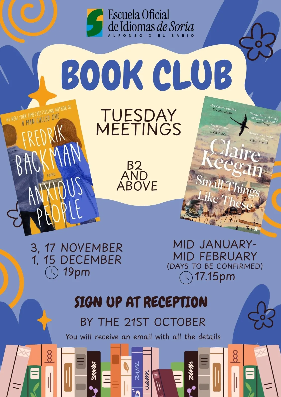 Club de lectura en inglés en la Escuela Oficial de Idiomas de Soria: fechas e inscripción