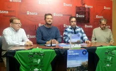 Jesús Manuel Aguarón, Manuel Salvador, Daniel Peláez y Herminio Carazo durante la presentación esta mañana