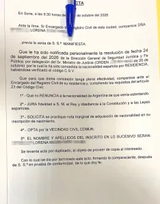 Documentación presentada momentos antes de la jura de la nacionalidad. | SN