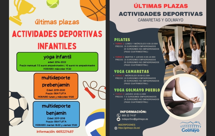 Golmayo abre nuevas vacantes en su oferta deportiva municipal
