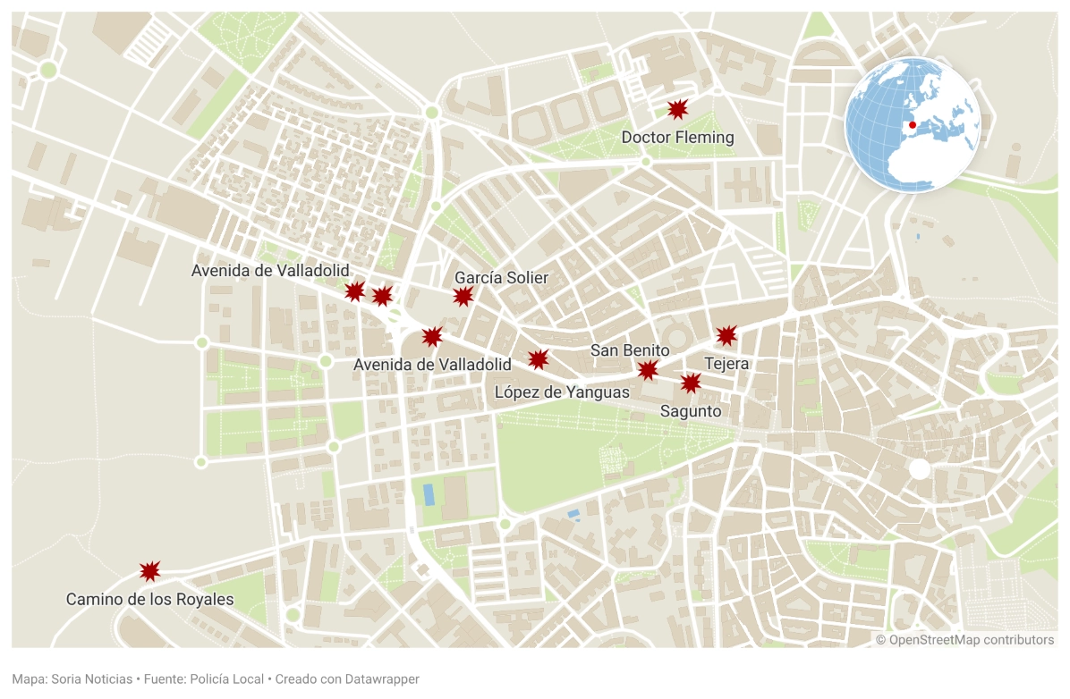 Foto 2 - El mapa de los atropellos de Soria, &iquest;qui&eacute;n tiene preferencia si hay adoqu&iacute;n?