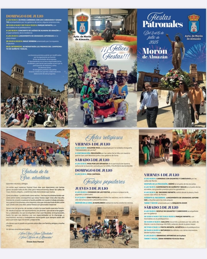 Programa completo de las fiestas patronales de Mor&oacute;n de Almaz&aacute;n | Imagen 1