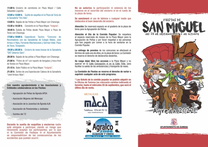 &Aacute;greda presenta el programa de las fiestas de San Miguel 2022 | Imagen 1