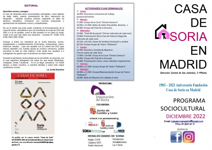 La Casa de Soria en Madrid se prepara para un diciembre lleno de actos | Imagen 1