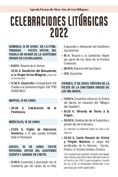 &Aacute;greda presenta el programa festivo de unas fiestas de los Milagros m&aacute;s que especiales | Imagen 1