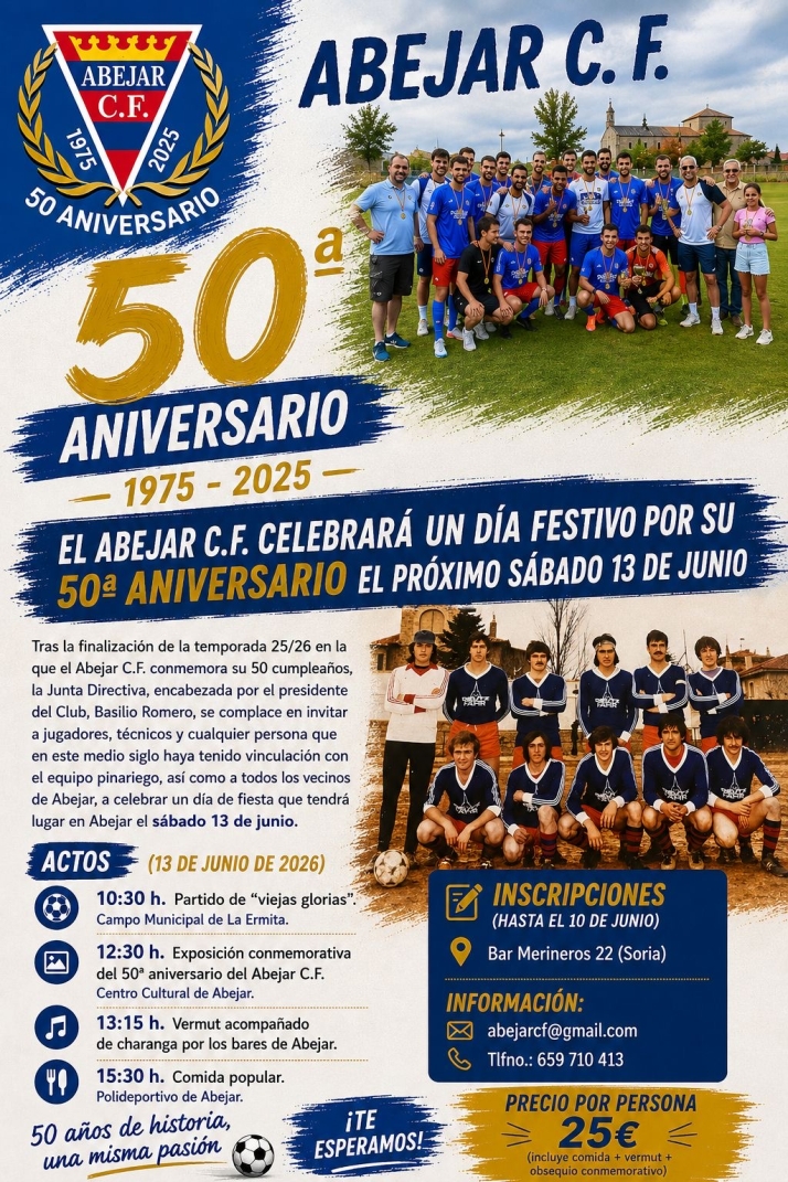 Un partido de viejas glorias y una comida popular coronan los 50 años del Abejar CF | Imagen 1