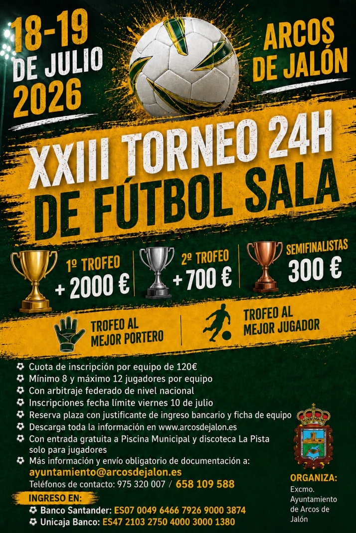 Fútbol sala, piscina y discoteca: el plan de Arcos de Jalón para el 18 y 19 de julio | Imagen 1