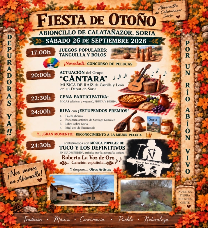Un concurso de pelucas y la actuaci&oacute;n de 'C&aacute;ntara' marcan la Fiesta de Oto&ntilde;o en Abioncillo | Imagen 1