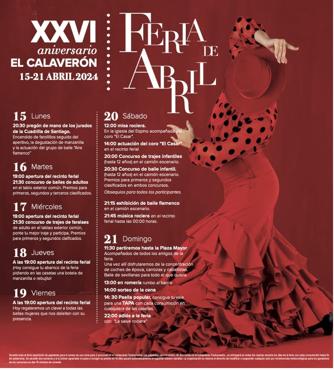 Programa de la Feria de Abril del Calaver&oacute;n 2024: m&uacute;sica rociera, baile y caballos | Imagen 1