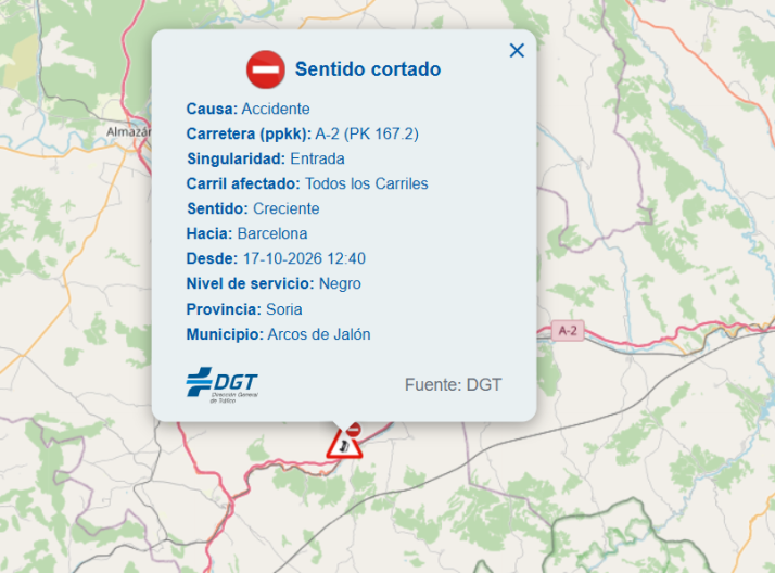 Im&aacute;genes | Dos accidentes en la A-2 a la altura de Arcos de Jal&oacute;n en menos de siete horas | Imagen 1