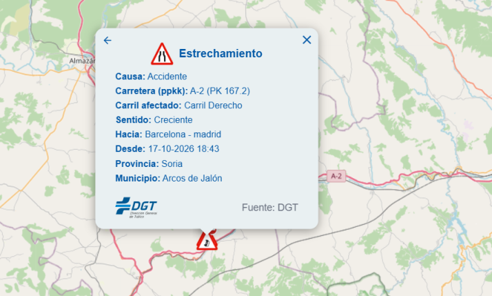 Im&aacute;genes | Dos accidentes en la A-2 a la altura de Arcos de Jal&oacute;n en menos de siete horas | Imagen 2