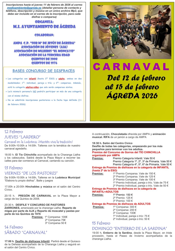 &Aacute;greda se vuelca con su carnaval: cuatro d&iacute;as de fiesta con desfiles, concursos y premios | Imagen 1