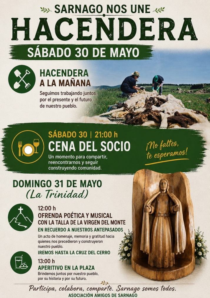 Sarnago convoca una hacendera y los actos tradicionales de La Trinidad | Imagen 1