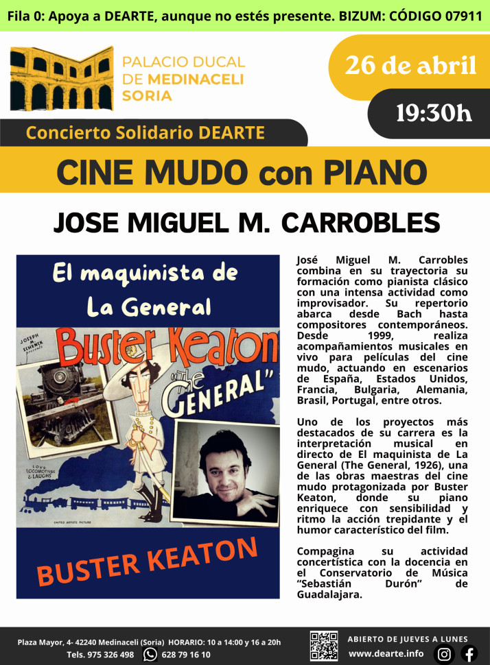 El s&aacute;bado, proyecci&oacute;n de 'El maquinista de la General' con piano en directo en Medinaceli | Imagen 1