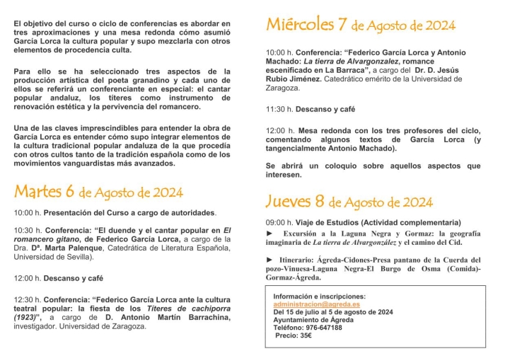 Garc&iacute;a Lorca protagoniza este a&ntilde;o el curso de verano en &Aacute;greda | Imagen 2