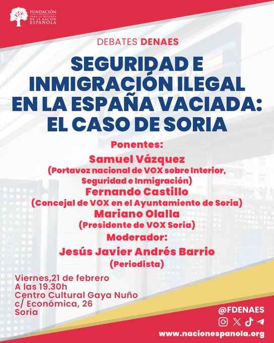 Samuel V&aacute;zquez (Vox) habla este viernes sobre inmigraci&oacute;n ilegal y seguridad en Soria | Imagen 1
