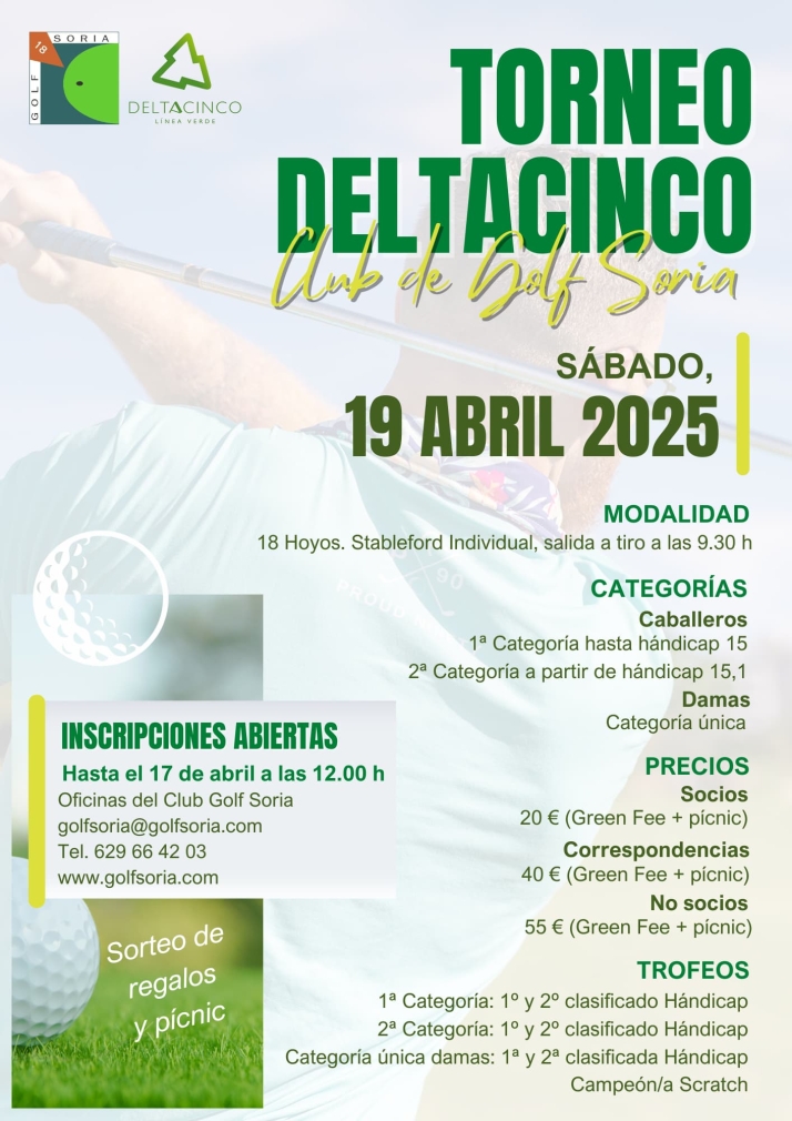 Abren las inscripciones para el Torneo Deltacinco de golf, que ser&aacute; el 19 de abril | Imagen 1