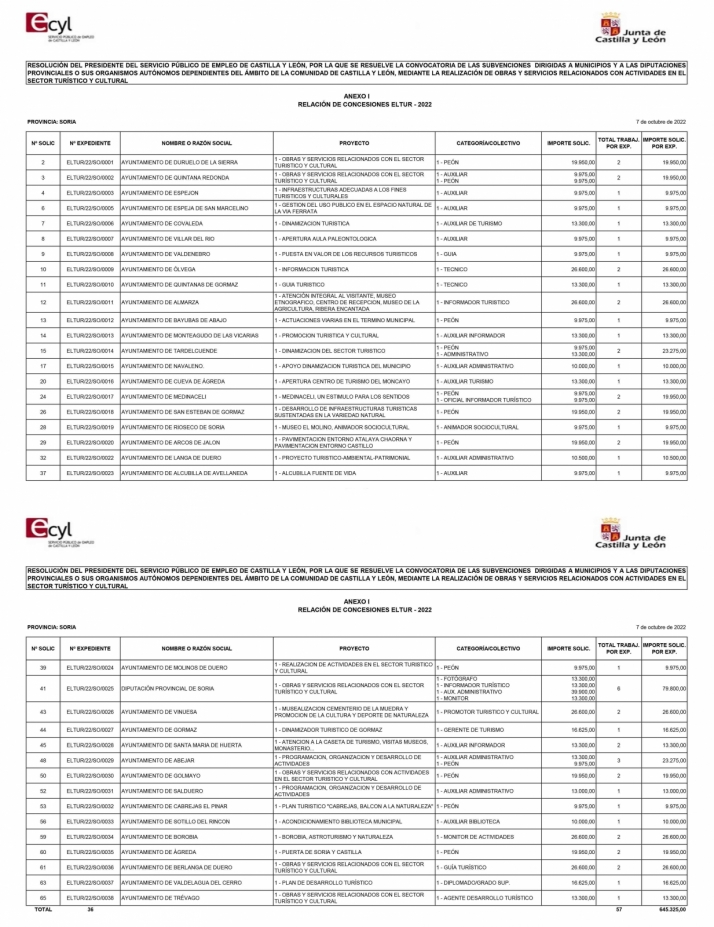 Resuelta la contrataci&oacute;n de 57 desempleados para actividades municipales del sector tur&iacute;stico y cultural en Soria | Imagen 1