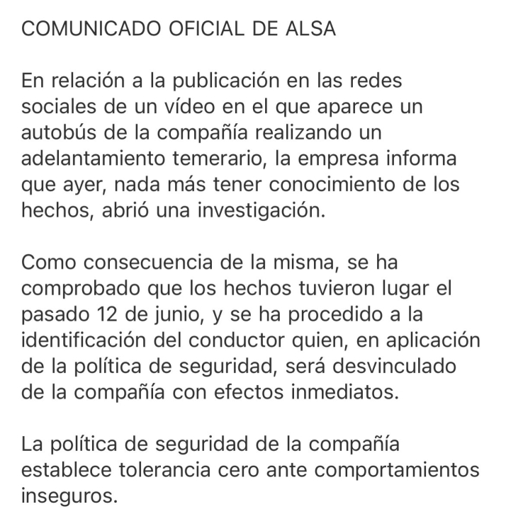 Alsa despide al conductor del autob&uacute;s que adelant&oacute; de forma temeraria a un cami&oacute;n en Soria | Imagen 1