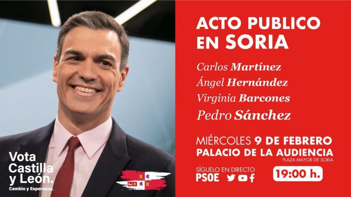 Se confirma, Pedro S&aacute;nchez volver&aacute; a Soria, esta vez para apoyar al PSOE en campa&ntilde;a | Imagen 1