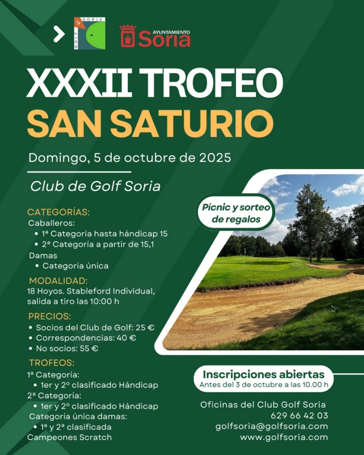 Inscripciones abiertas para la XXXII edici&oacute;n del Trofeo San Saturio de golf | Imagen 1