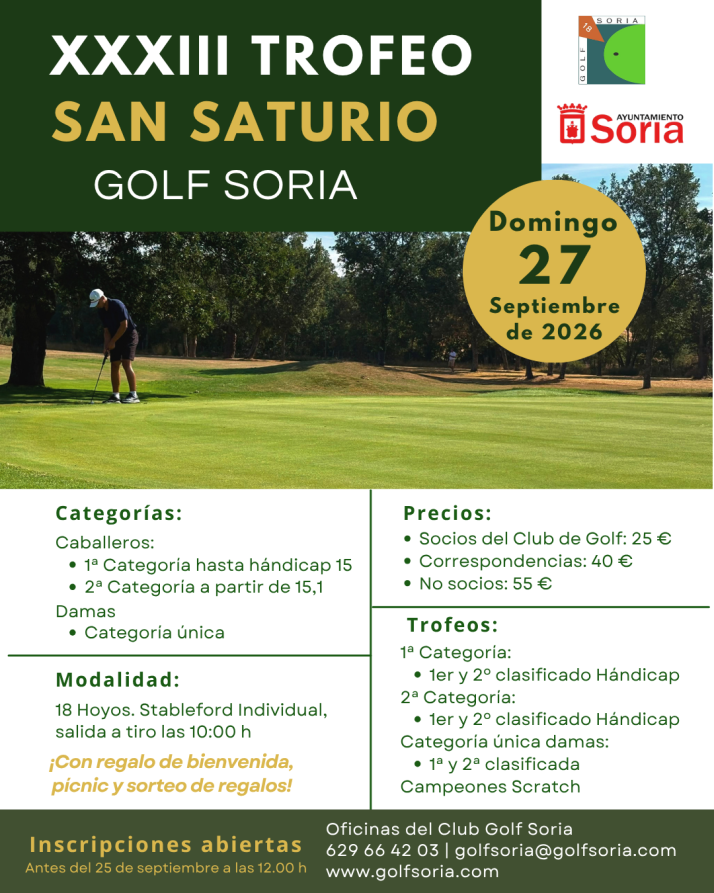 Abiertas las inscripciones para el XXXIII Trofeo San Saturio de golf | Imagen 1