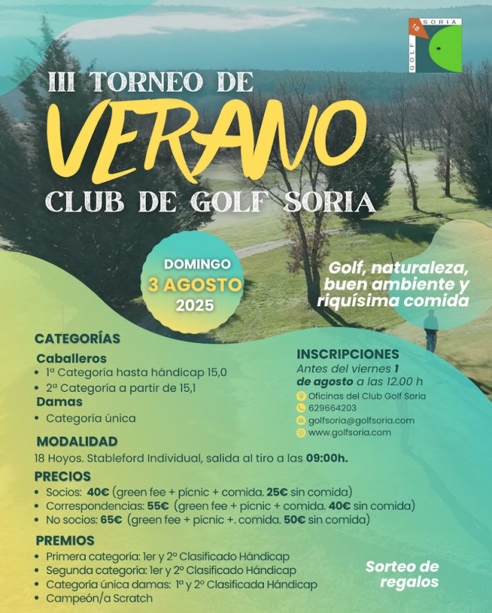 Inscripciones abiertas para la tercera edici&oacute;n del Torneo de Verano Golf Soria | Imagen 1