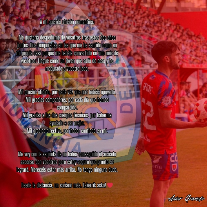 Asier Grande tambi&eacute;n se marcha del Numancia | Imagen 1