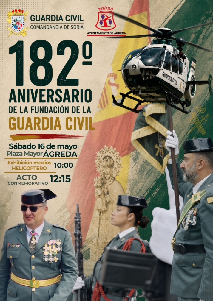 Un helic&oacute;ptero y un desfile militar protagonizar&aacute;n el homenaje a la Guardia Civil en &Aacute;greda | Imagen 1