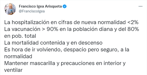 Igea: "Es hora de ir volviendo, despacio pero seguro, a la normalidad" | Imagen 1