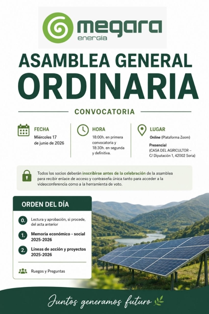 Megara Energ&iacute;a convoca a sus socios a la Asamblea General Ordinaria | Imagen 1