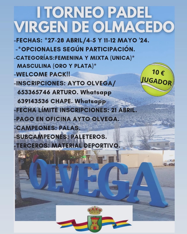 &Oacute;lvega convoca su primer torneo de p&aacute;del | Imagen 1