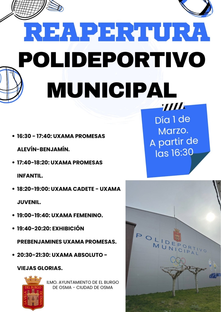 El Burgo reabrir&aacute; este viernes el polideportivo con una  intensa jornada | Imagen 1