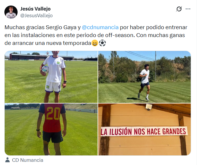 Jesús Vallejo, el ganador de dos Champios que se prepara para la próxima temporada en las instalaciones del Numancia | Imagen 1