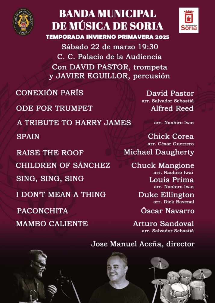 Programa de la Banda de M&uacute;sica de Soria para el s&aacute;bado 22 de marzo | Imagen 1