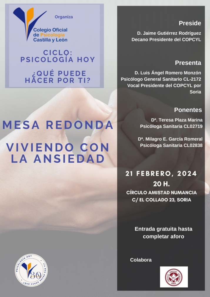 El Colegio de Psicolog&iacute;a de Castilla y Le&oacute;n celebra el mi&eacute;rcoles una mesa redonda sobre la ansiedad | Imagen 1