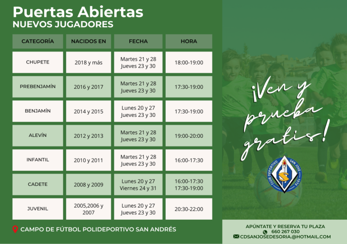 El CD San Jos&eacute; presenta sus jornadas de puertas abiertas para su cantera | Imagen 1