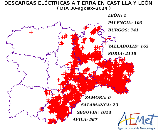 Soria contabiliza 2.110 descargas eléctricas este viernes | Imagen 1