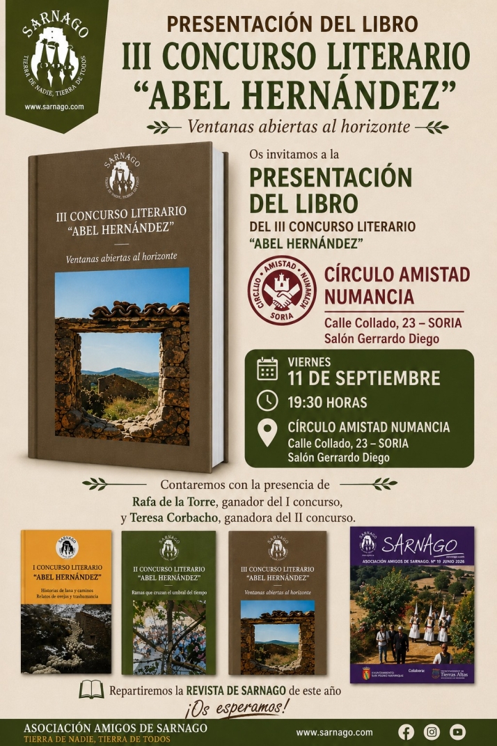 Sarnago proyecta su certamen literario con una nueva publicaci&oacute;n en la capital | Imagen 1