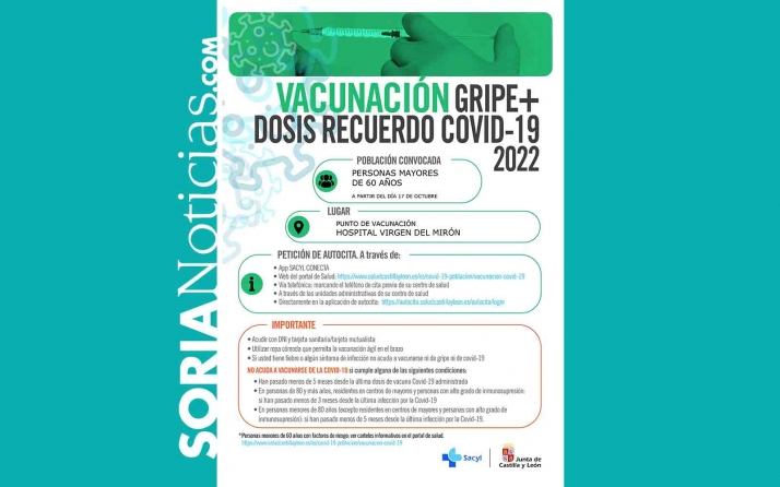 El lunes comienza en Soria la vacunaci&oacute;n conjunta frente a la COVID-19 y la gripe a mayores de 60 a&ntilde;os | Imagen 1
