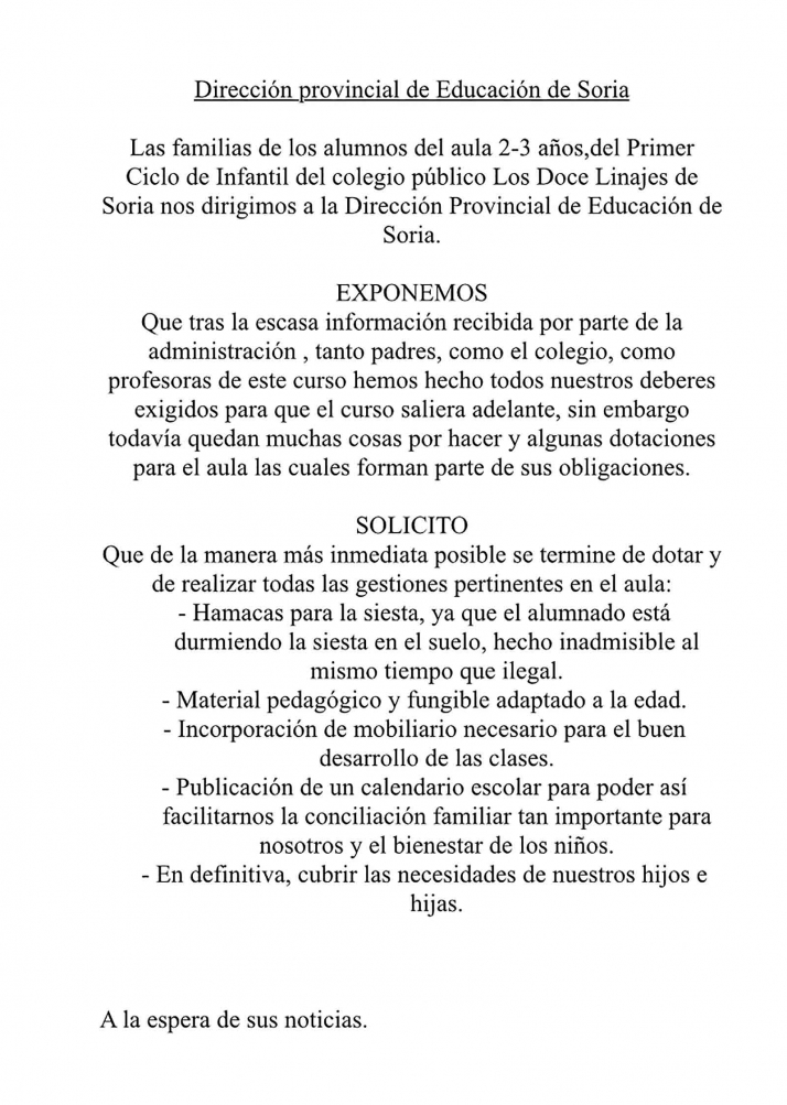 Denuncian la falta de mobiliario para los escolares de 2-3 a&ntilde;os en el Doce Linajes | Imagen 1